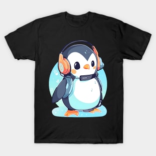 Cool Penguin With Headphones T-Shirt